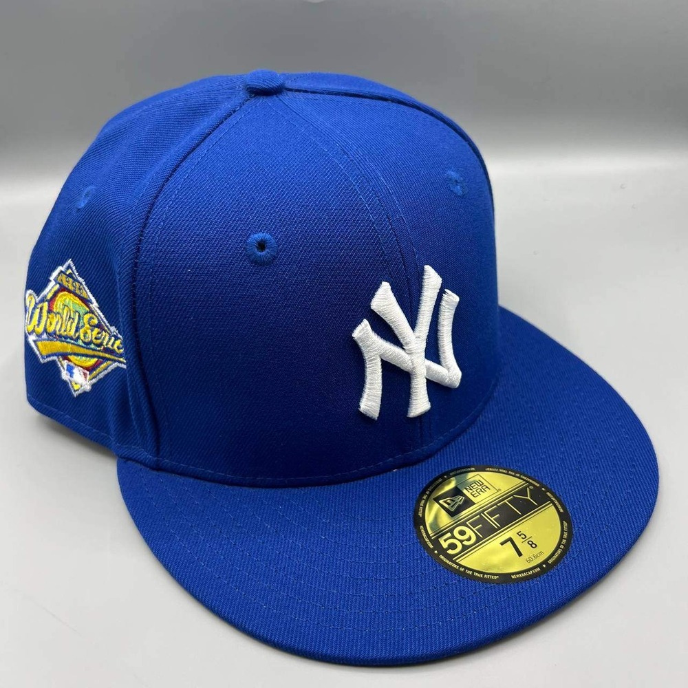 New York Yankees Hat Men 7 5/8 Blue Gray 59Fifty New Era MLB Fitted Cap